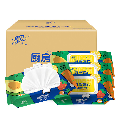 清风 厨房湿巾25片*200mm*180mm*4包 BWB25KE