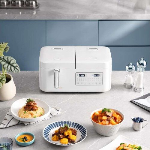 摩飞电器（Morphyrichards）双胆双控电饭锅家用2-6个人电饭煲MR8501 椰奶白 